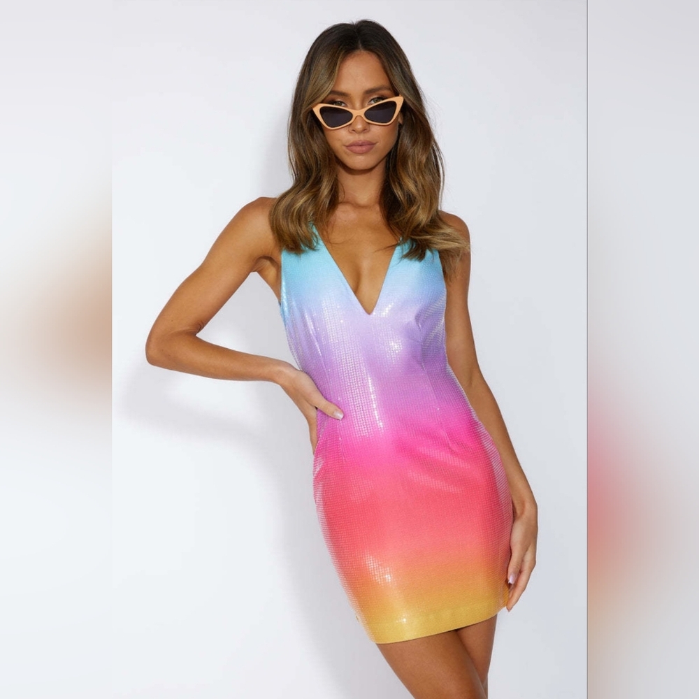 Runaway the label- Rainbow Ombre sequin dress - NEVER WORN